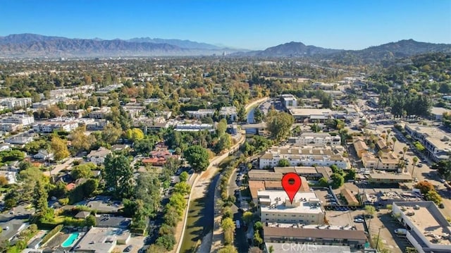 bird's eye view with a mountain view