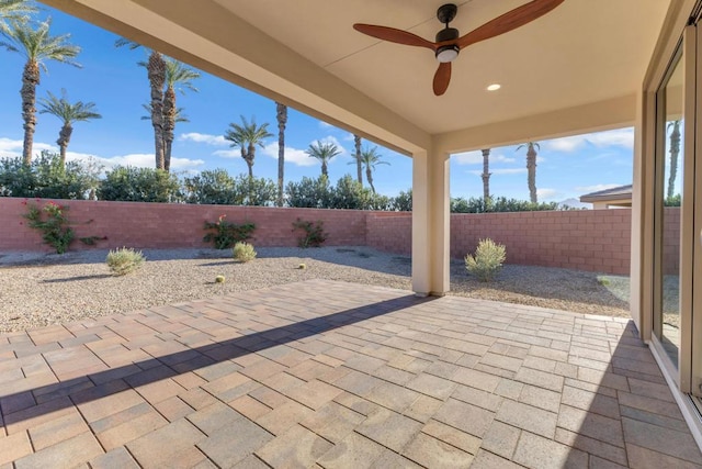 view of patio / terrace with ceiling fan