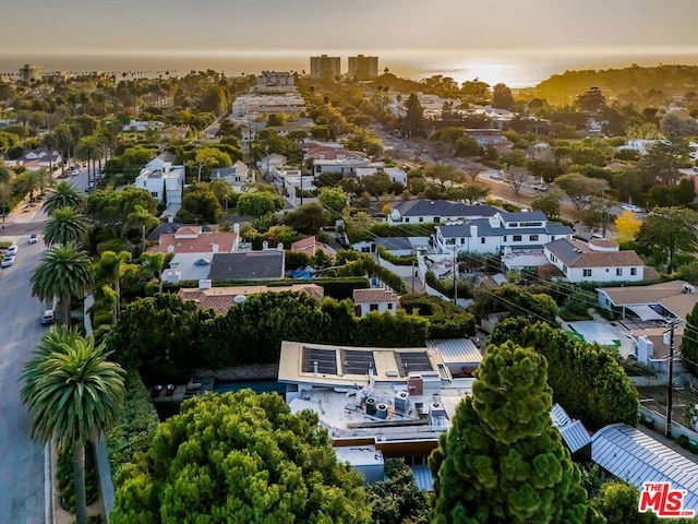 view of aerial view at dusk