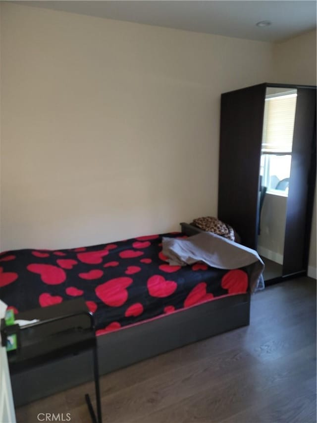 bedroom featuring dark wood-type flooring