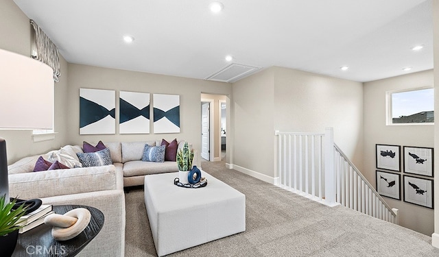 living room with carpet flooring