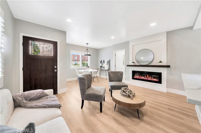 living room with light wood-type flooring