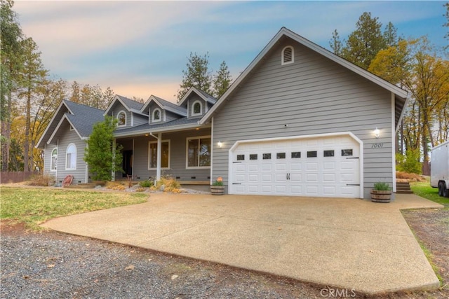 view of front of house with a garage