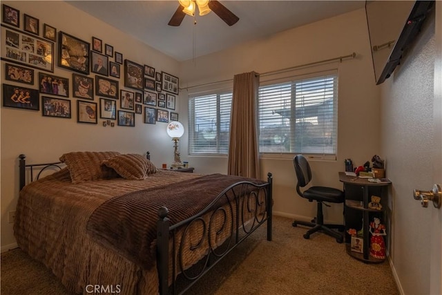 bedroom with carpet and ceiling fan