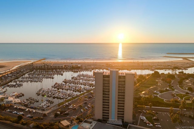 property view of water with a beach view