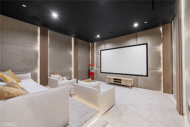 cinema room with carpet floors