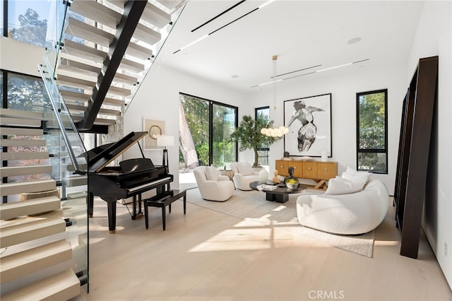 sitting room with light hardwood / wood-style floors