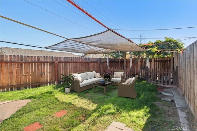 view of yard with an outdoor living space