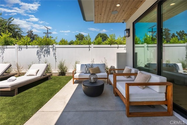 view of patio / terrace featuring an outdoor hangout area