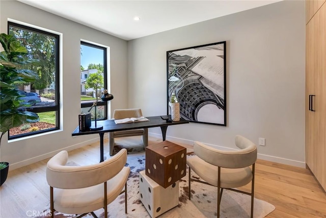 office space featuring light hardwood / wood-style flooring