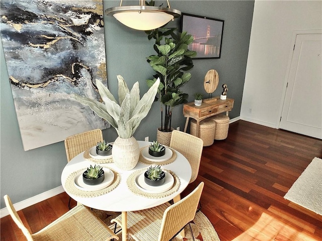 dining room with dark hardwood / wood-style floors