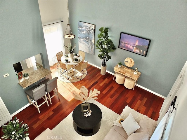 living room with hardwood / wood-style floors