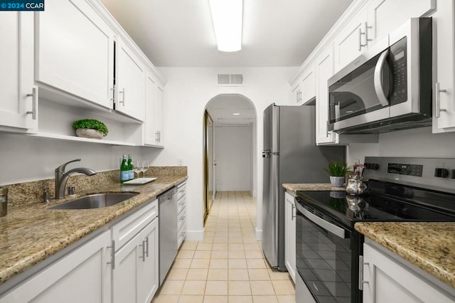 kitchen featuring sink, white cabinets, and appliances with stainless steel finishes