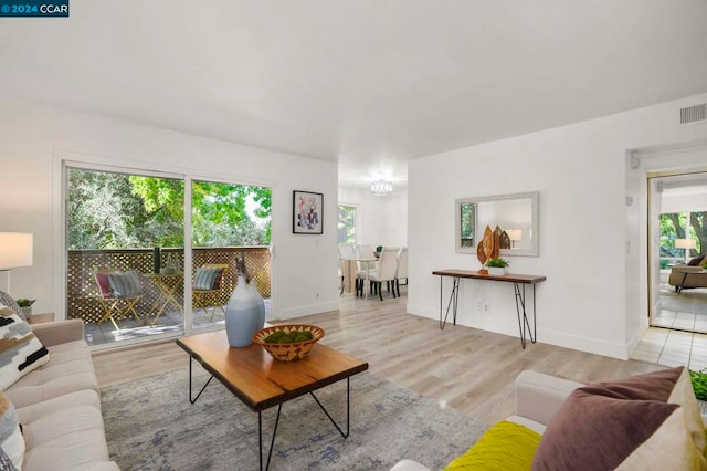 living room featuring light hardwood / wood-style flooring