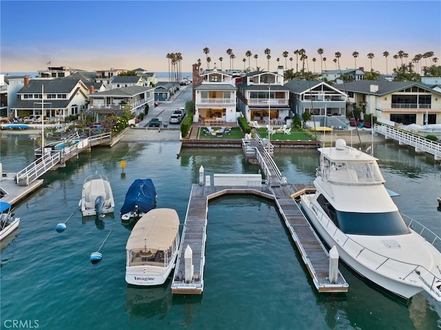 view of dock featuring a water view