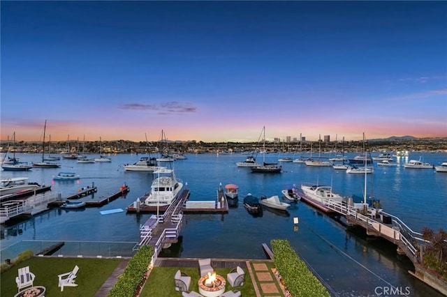 view of dock featuring a water view