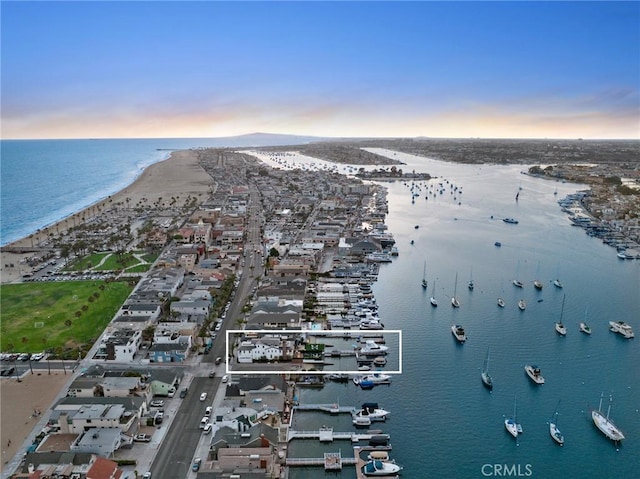 930 E Balboa Blvd, Newport Beach, CA 92661 - aerial view at dusk of view of water and beach