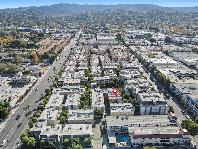 aerial view with a mountain view