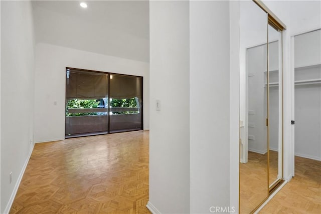 hall featuring light parquet floors