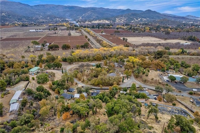 birds eye view of property featuring a mountain view