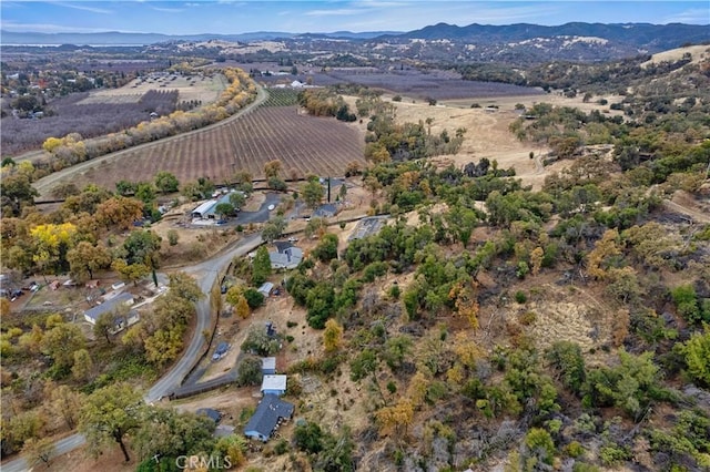 bird's eye view with a mountain view