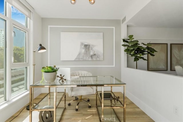 office featuring light wood-type flooring