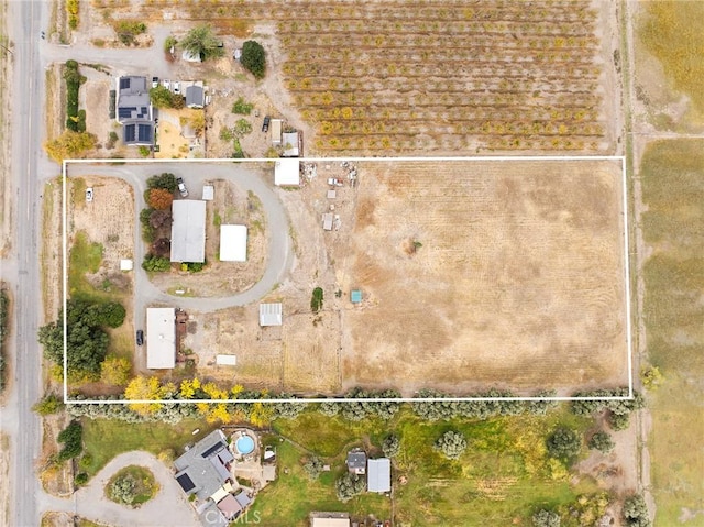 aerial view featuring a rural view