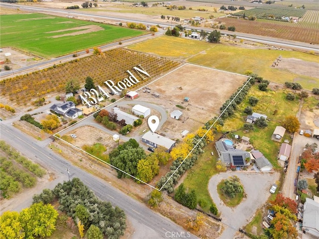 aerial view featuring a rural view