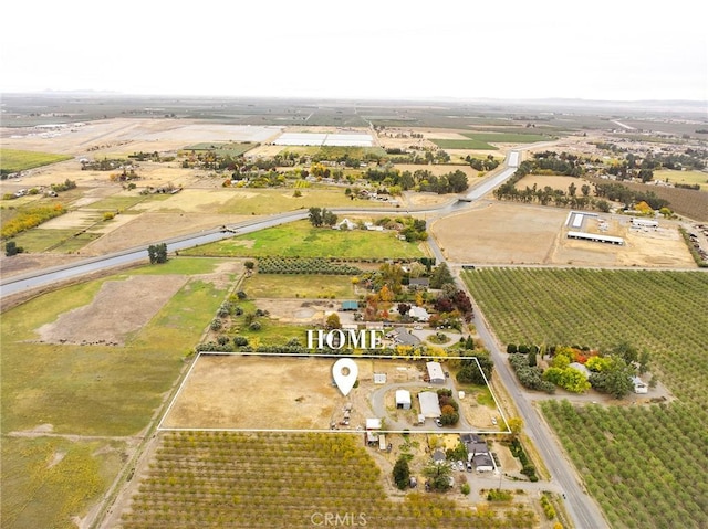 bird's eye view featuring a rural view