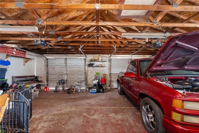 garage with a garage door opener