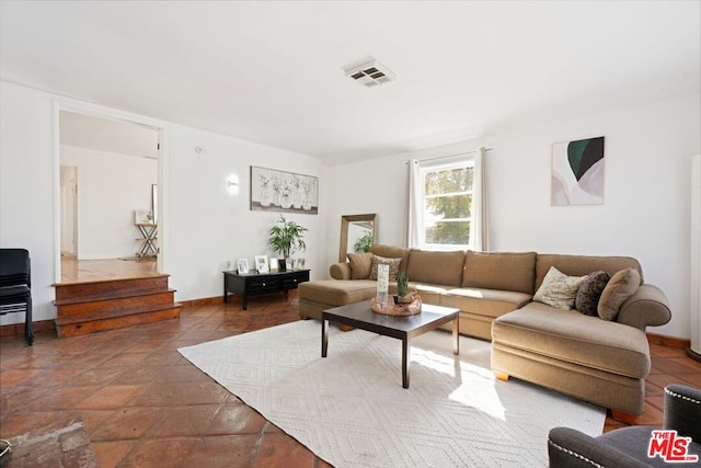 view of tiled living room