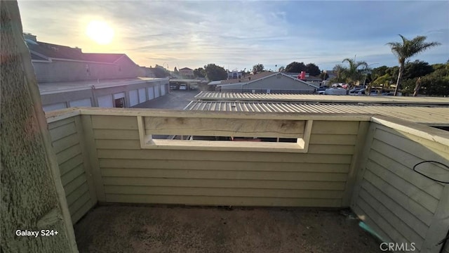 view of patio terrace at dusk