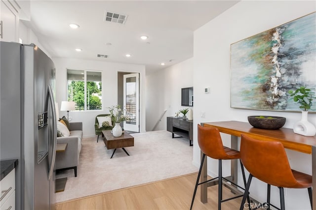 living room with light wood-type flooring