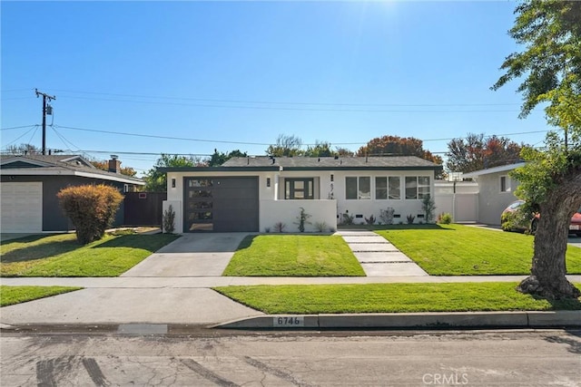 ranch-style house with a front lawn