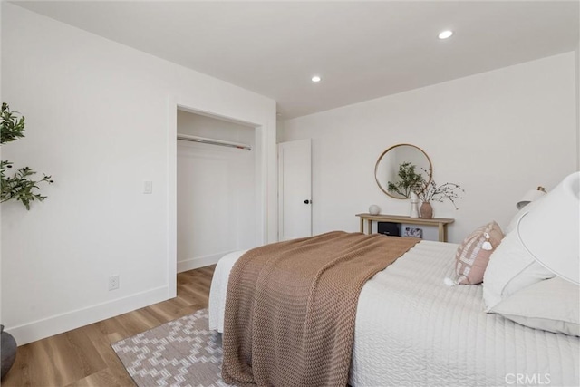 bedroom featuring a closet and wood-type flooring