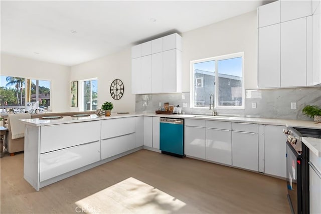 kitchen featuring white cabinetry, a wealth of natural light, sink, and appliances with stainless steel finishes