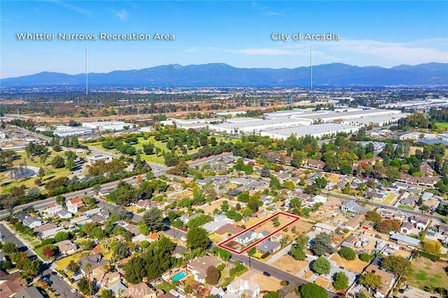 aerial view with a mountain view