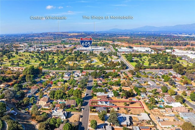 bird's eye view with a mountain view