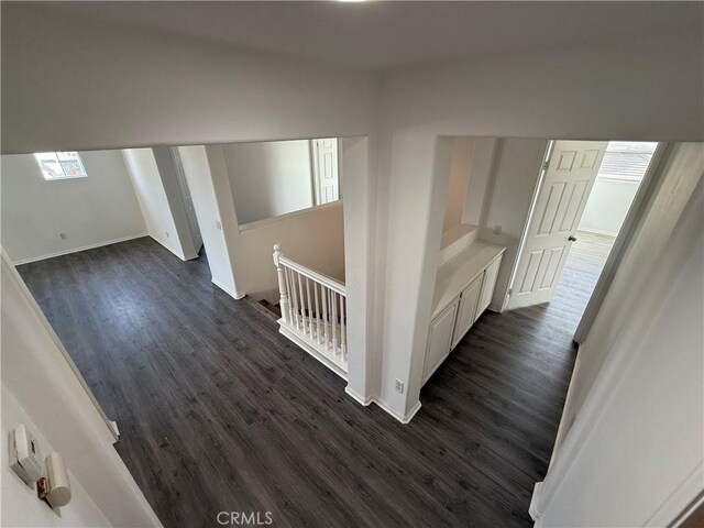 hallway featuring dark wood-type flooring