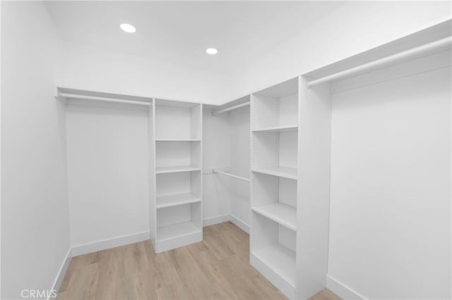 spacious closet featuring light hardwood / wood-style flooring