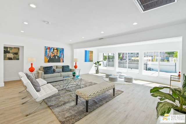 living room featuring light hardwood / wood-style floors