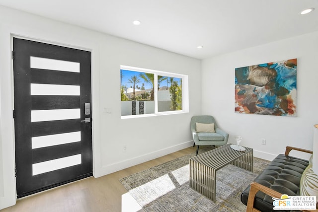 foyer with light hardwood / wood-style flooring