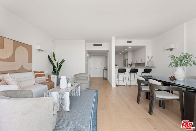 living room with light wood-type flooring