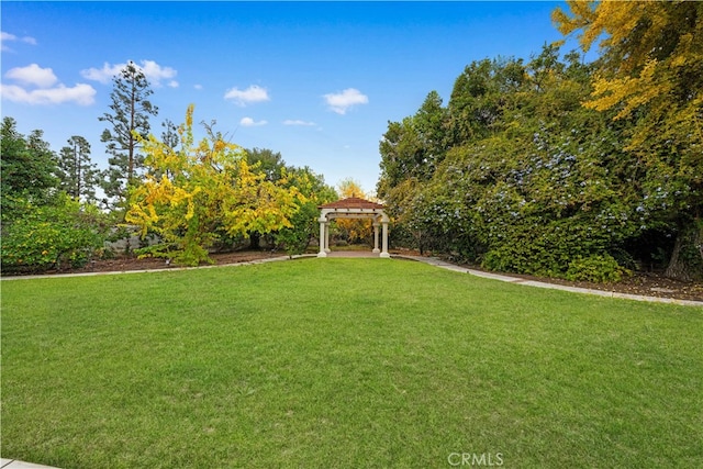 view of yard featuring a gazebo