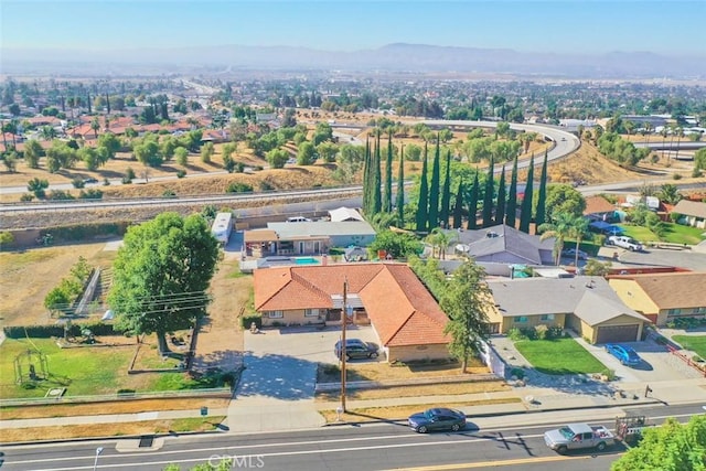 bird's eye view with a mountain view