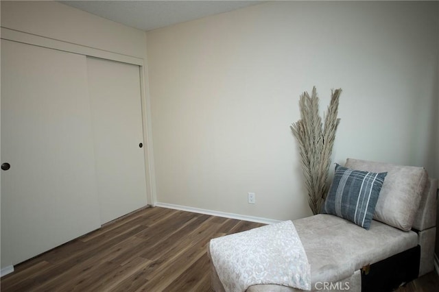 living area featuring dark hardwood / wood-style flooring