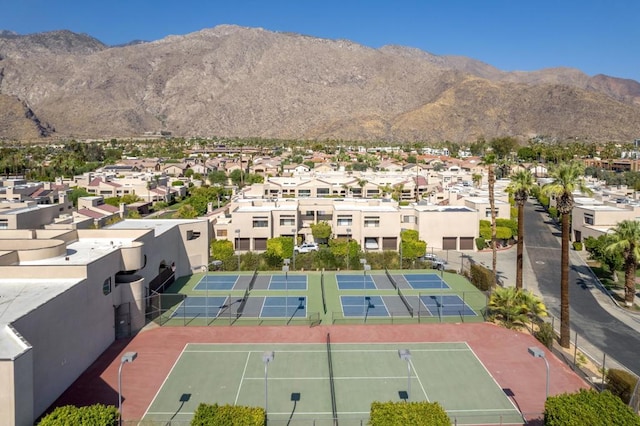 drone / aerial view featuring a mountain view