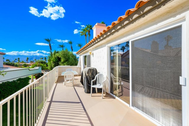 balcony with a mountain view