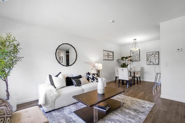 living room with hardwood / wood-style floors