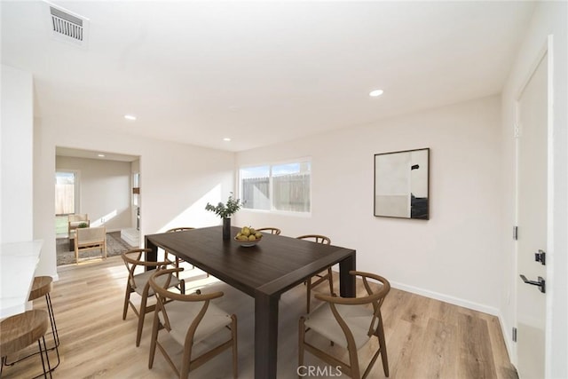 dining room with light hardwood / wood-style floors